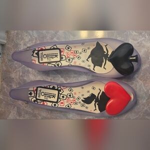 Melissa Alice In Wonderland Lavender Jelly Flats with Black Spade and Red Heart